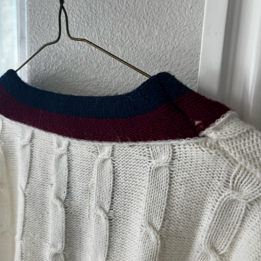 Men’s Medium Cream Cable Knit Sweater Seasport Sportswear - Picture 9 of 12